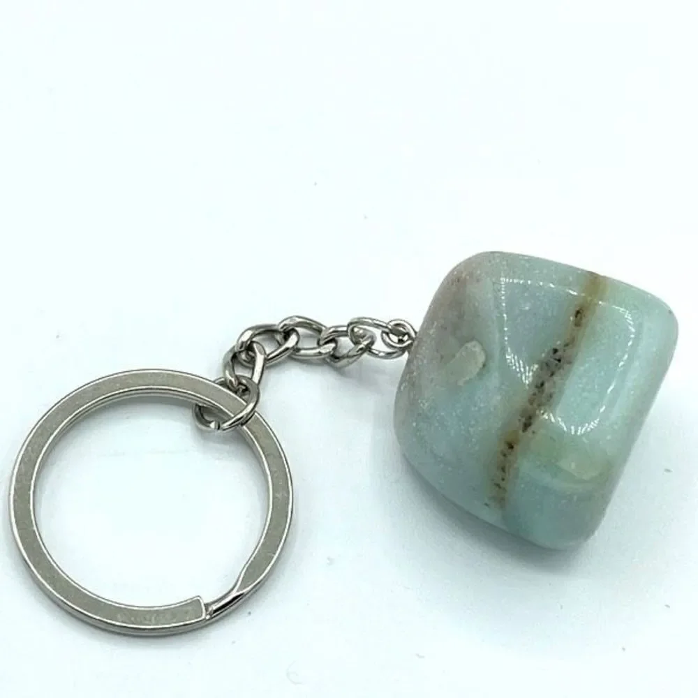 Amazonite tumble keychain key ring pendant chain NEW hand crafted luck fortune l